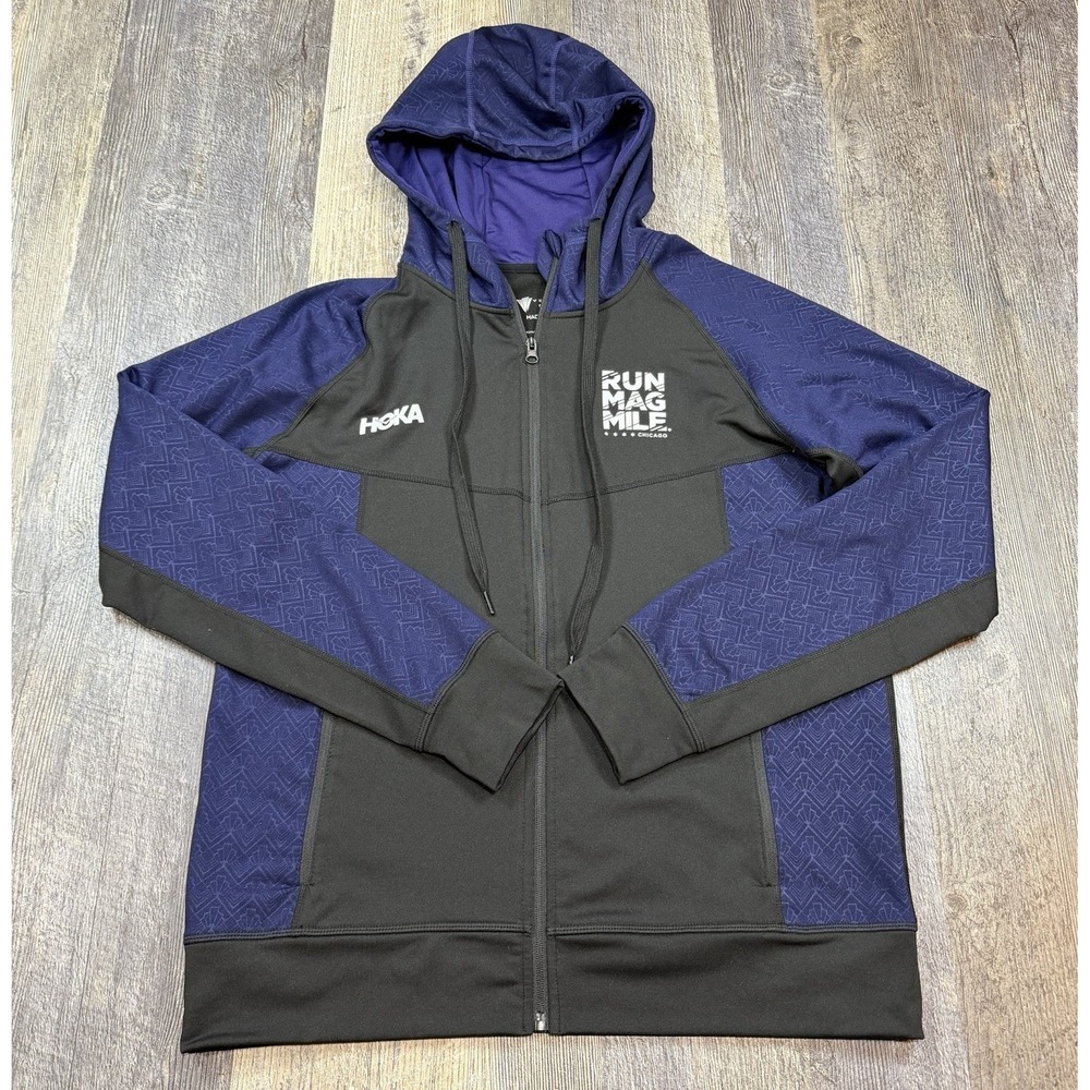 Ventures Endurance HOKA Run Mag Mile Chicago Full Zip Hoodie Mens M Black Purple